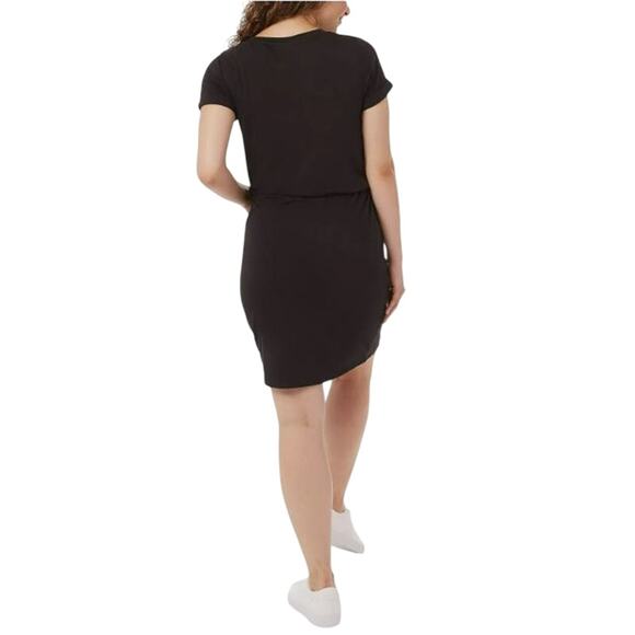 32 DEGREES COOL NEW $40 Black Soft Lux Dress Elastic Waist Short Sleeves Medium - Picture 2 of 6